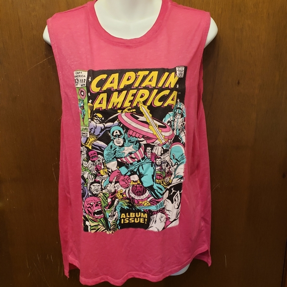 Marvel Tops - Marvel Captain America Pink Tank, size XL
